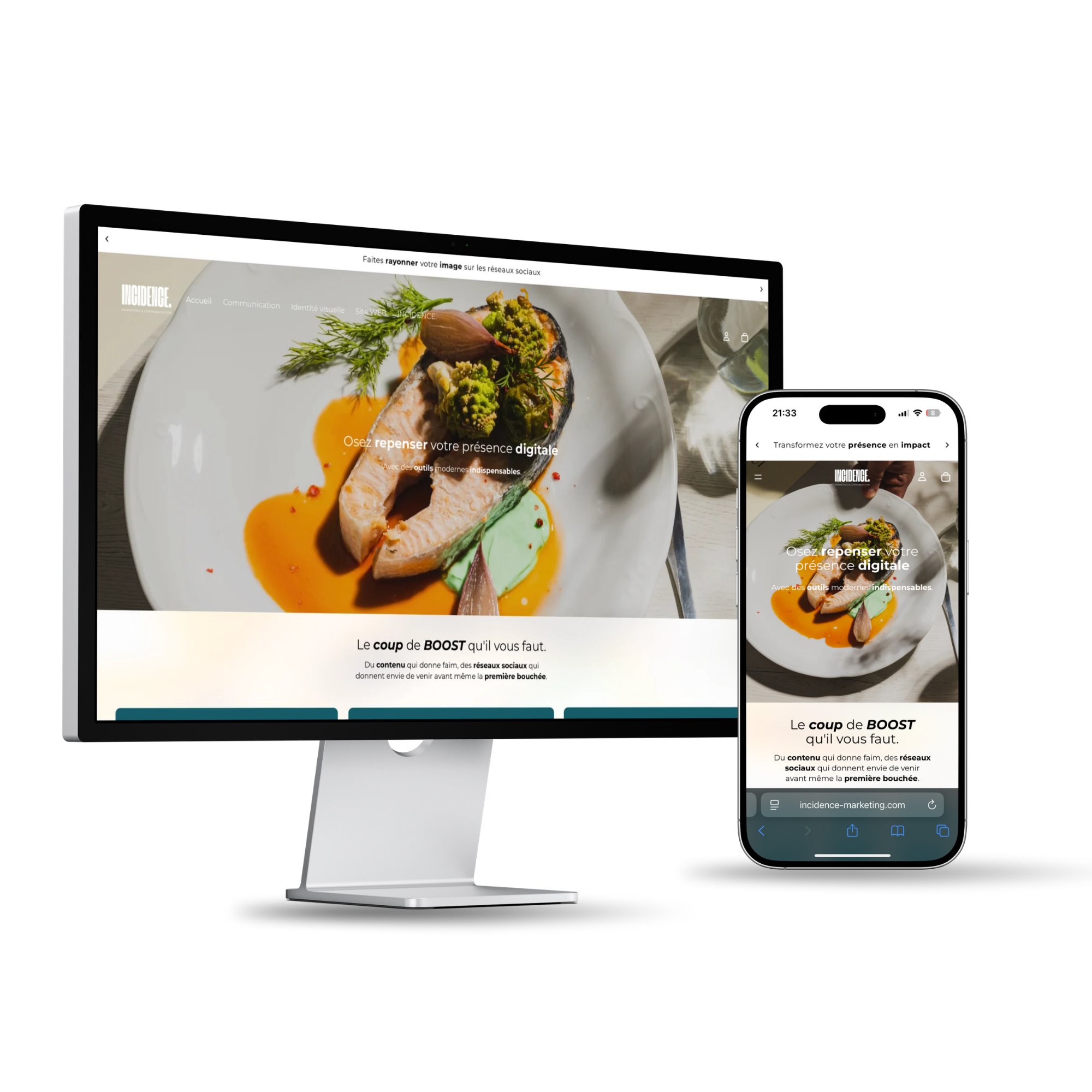 SITE WEB VITRINE INCIDENCE, MOCKUP PROFESSIONNEL