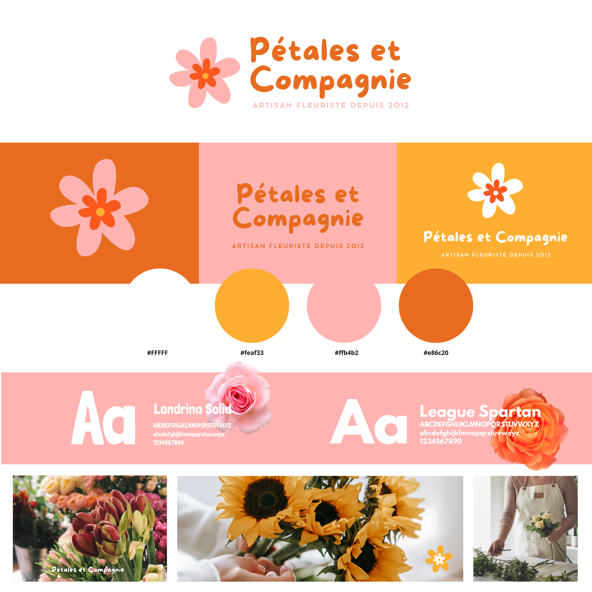 moodboard logo identité visuelle, couleur fleuriste, fleur, image de marque